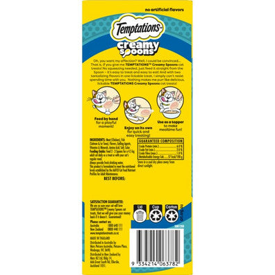Temptations Cat Treats Creamy Spoons Tasty Savory Salmon and Tempting Tuna 4x10g