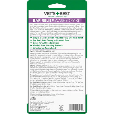 Vet's Best Ear Relief Wash & Dry Kit For Dogs
