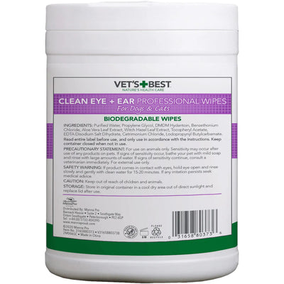Vet’s Best Clean Eye + Ear Professional Wipes for Dogs & Cats 160pc