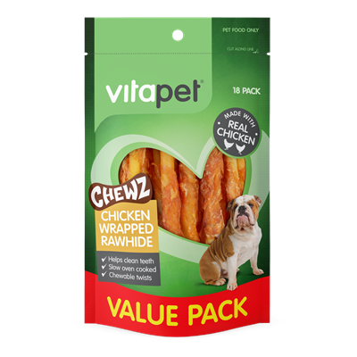 Vitapet Dog Treats Chicken Wrapped Rawhide Twists