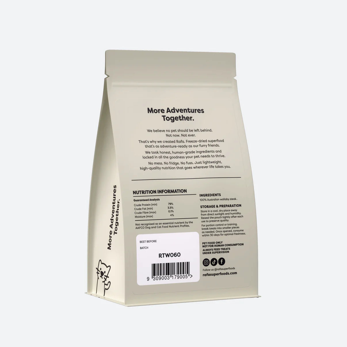 RAFA Raw Freeze-Dried Treats | Human-Grade Wallaby Steak 60g
