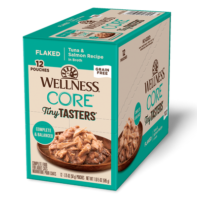 WELLNESS Core Wet Cat Food Tiny Tasters Flaked Tuna & Salmon in Broth