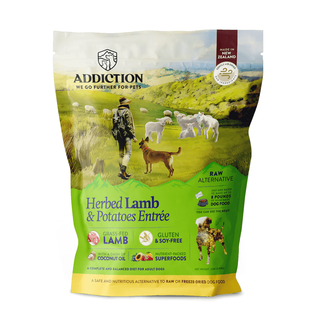 Addiction Air Dried Dog Food Raw Alternative Herbed Lamb And Potatoes Dinner 910g
