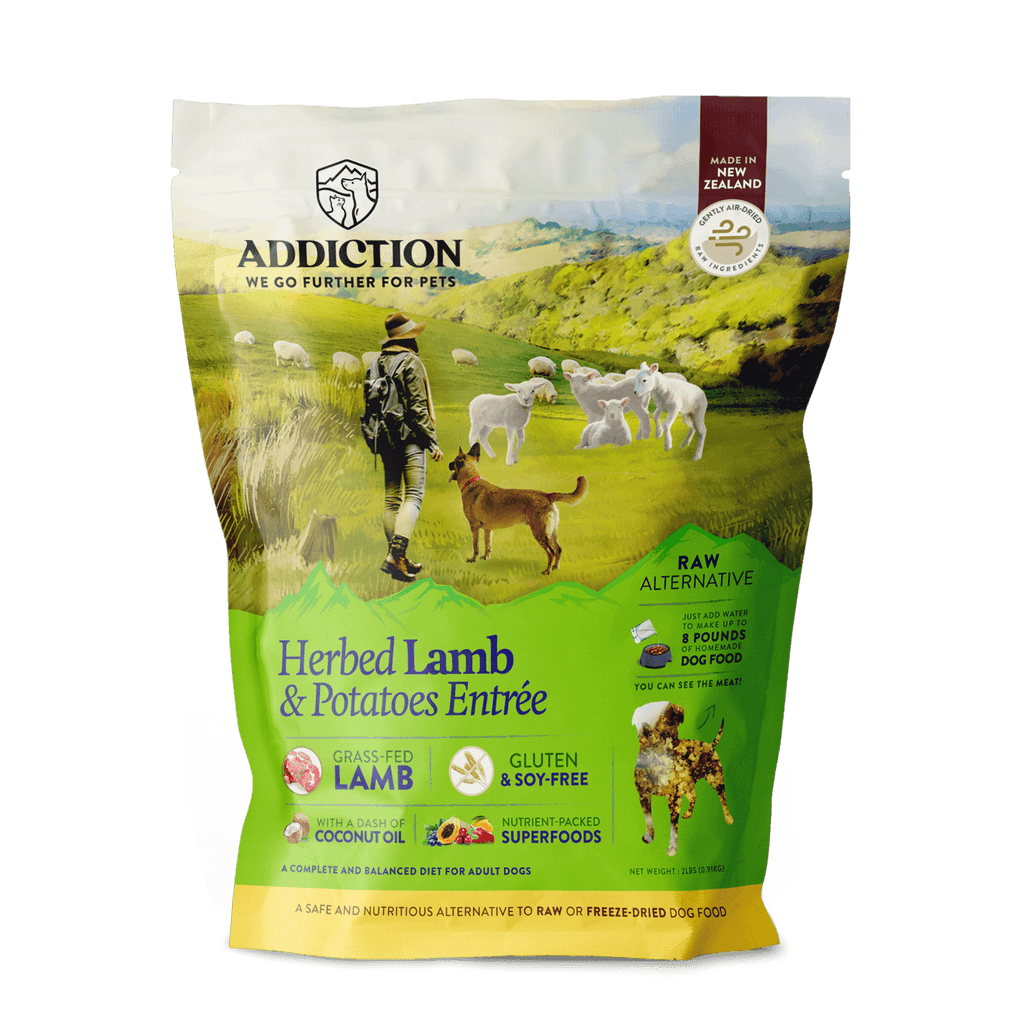 Addiction Air Dried Dog Food Raw Alternative Herbed Lamb And Potatoes Dinner 910g