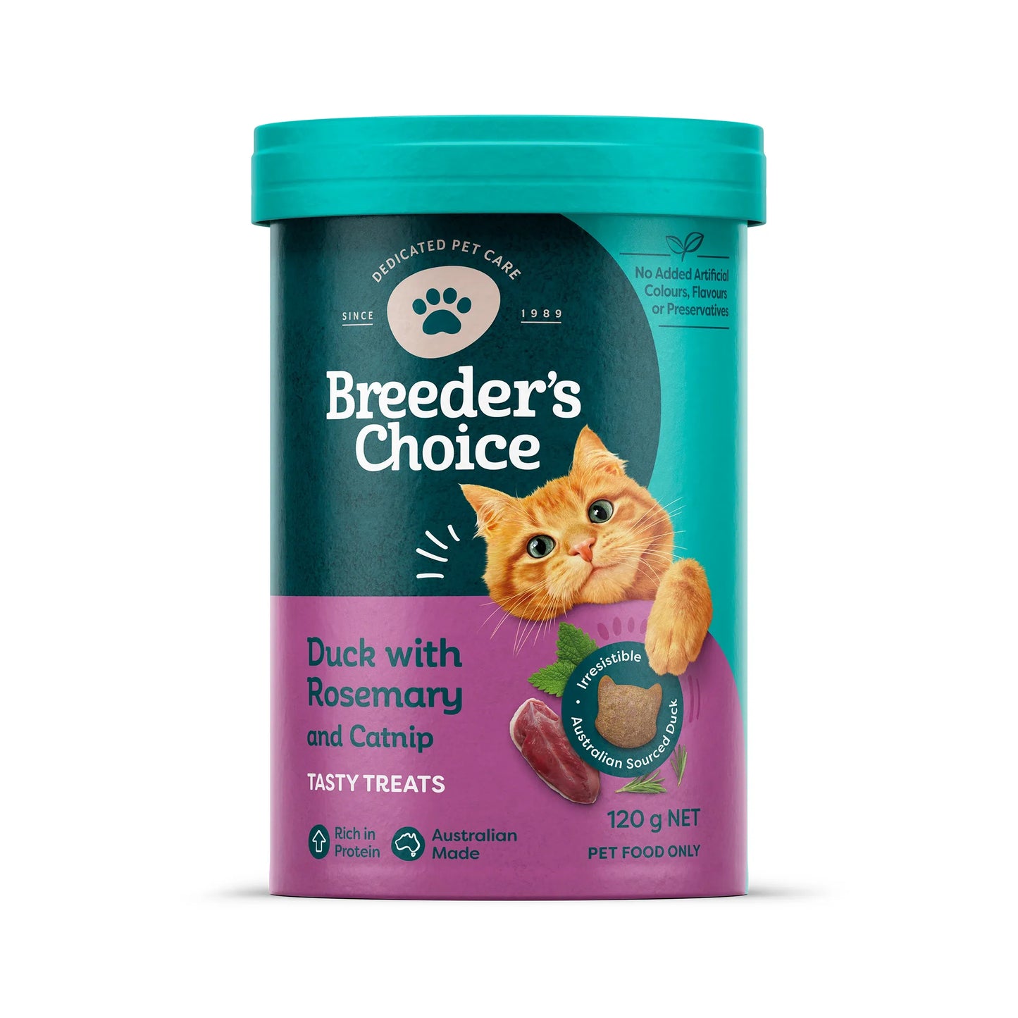 Breeder's Choice Cat Treats Duck with Rosemary & Catnip 120g