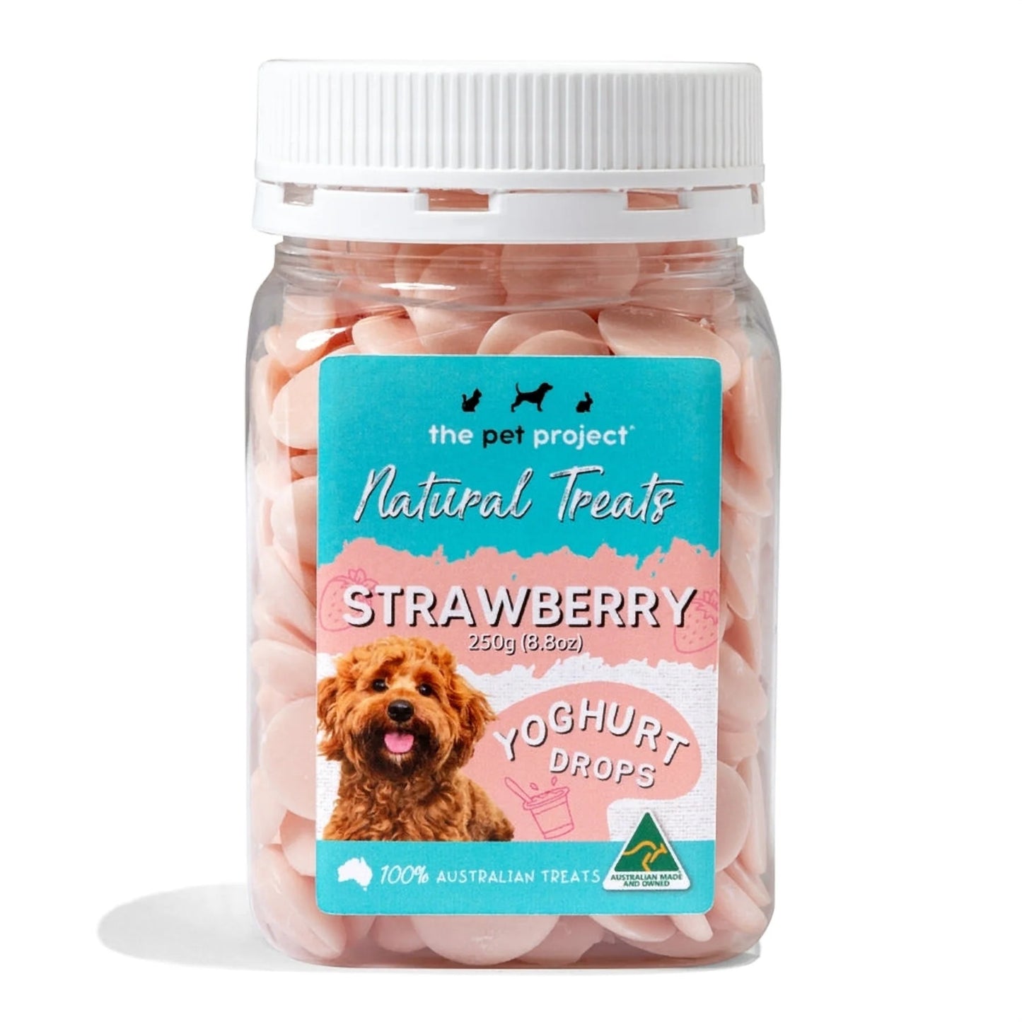 The Pet Projcet Strawberry Yoghurt Drops Dog Treats 250g