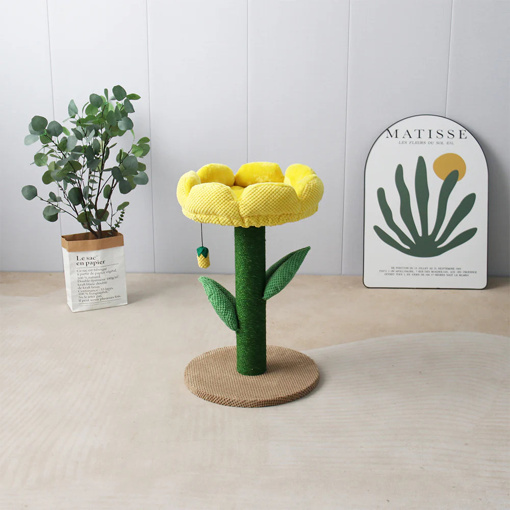 CATIO Yellow Camellia Flower Cat Scratching Tree 77PAWS