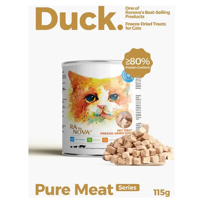 RANOVA Freeze Dried Cat Treats Raw Food - Duck Breast Grain Free - 115g
