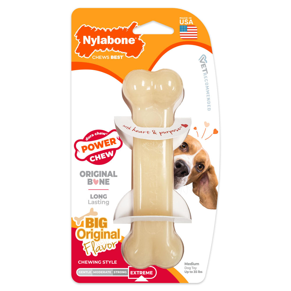 Nylabone Dog Chew Toy Power Chew Original Bone - Orginal Falvour