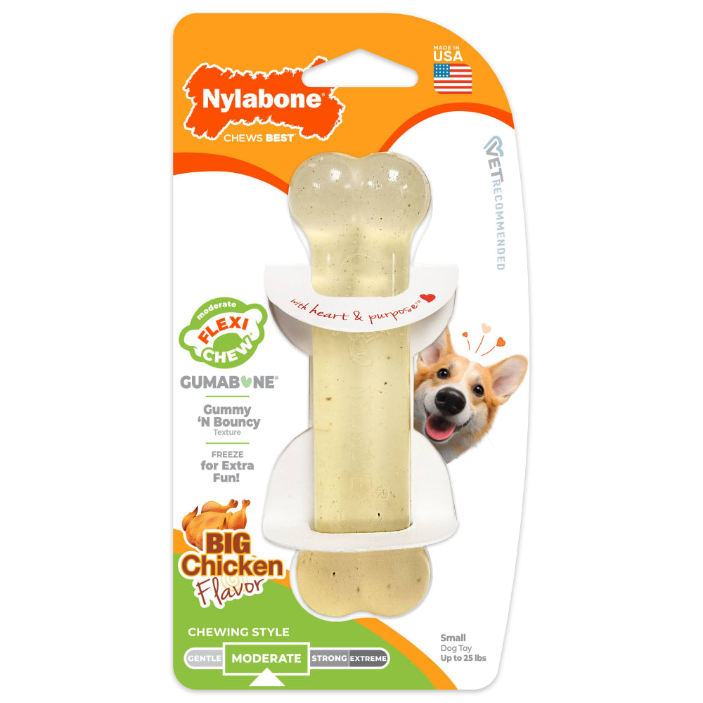 Nylabone Dog Chew Toy Flexi Chew Gumabone Original Bone