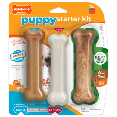 Nylabone Puppy Chew Starter Kit Chew Toy with Chew Treat