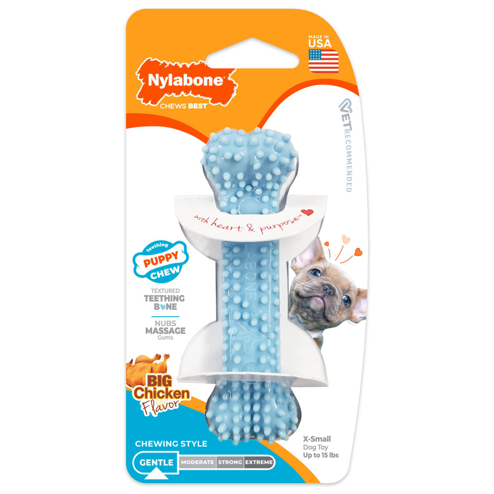 Nylabone Puppy Chew Toy Textured Teething Bone XSmall