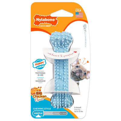 Nylabone Puppy Chew Toy Textured Teething Bone XSmall