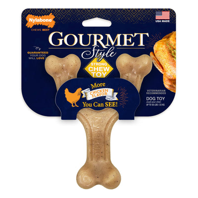 Nylabone Dog Chew Toy Strong Chew Gourmet Style Wishbone - Chicken