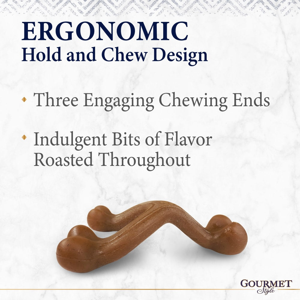 Nylabone Dog Chew Toy Strong Chew Gourmet Style Wishbone - Bacon