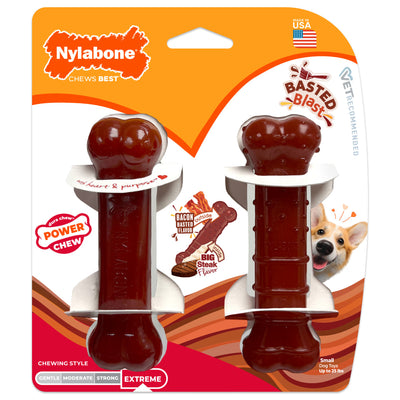 Nylabone Dog Chew Toy Power Chew Basted Blast Original & Textured Bone