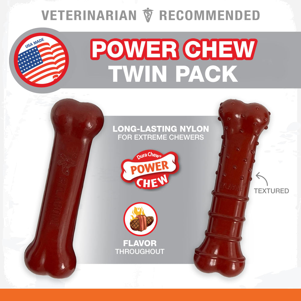 Nylabone Dog Chew Toy Power Chew Basted Blast Original & Textured Bone