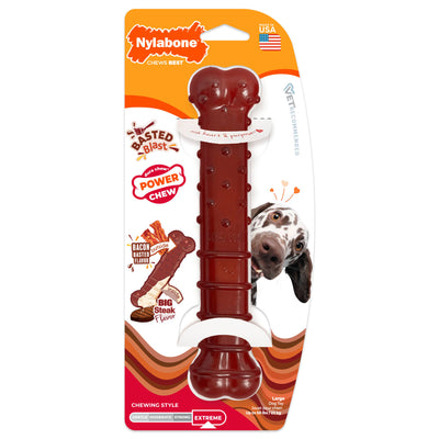 Nylabone Dog Chew Toy Power Chew Basted Blast Chew Textured Bone