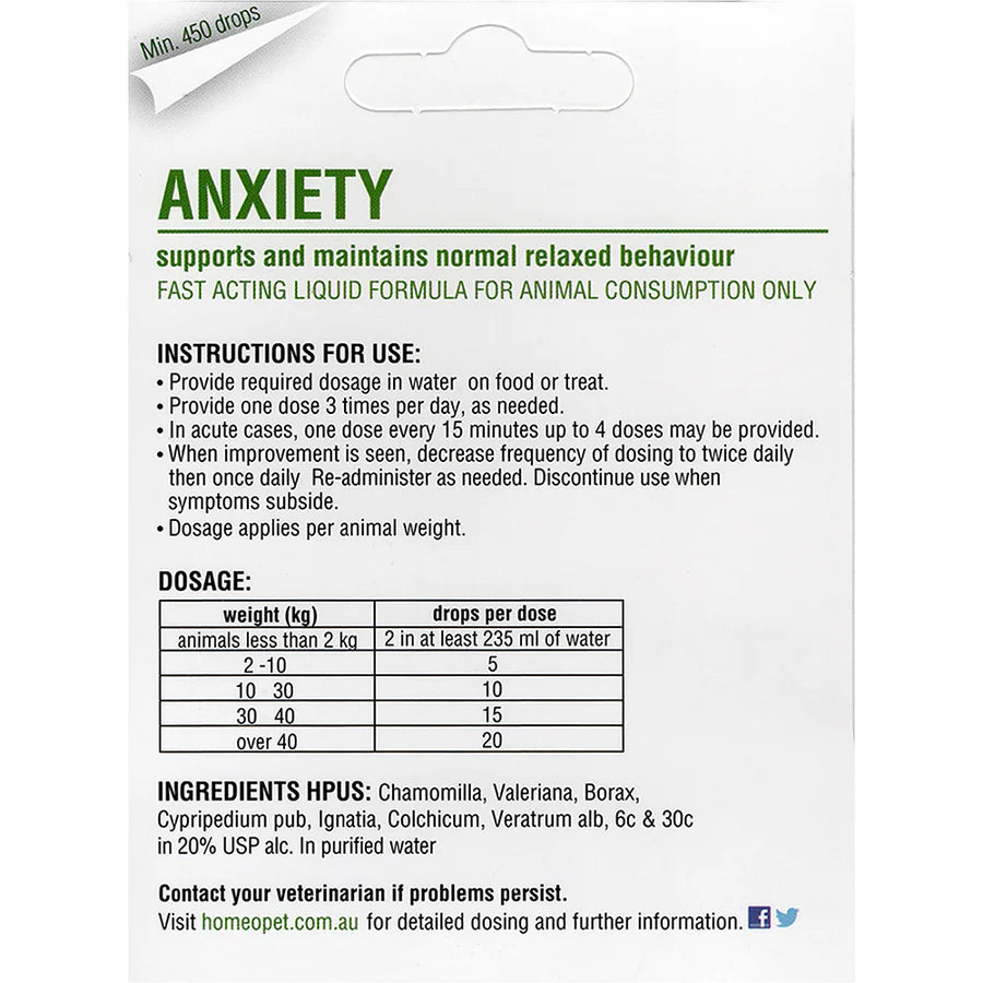 HomeoPet Anxiety Dog Drops 15ml