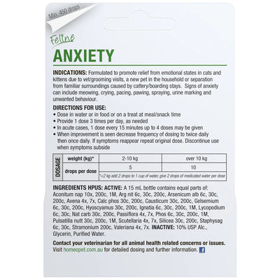 HomeoPet Feline Anxiety Cat Drops 15ml