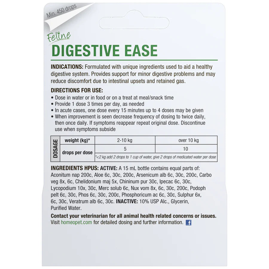 HomeoPet Feline Digestive Ease Cat Drops 15ml