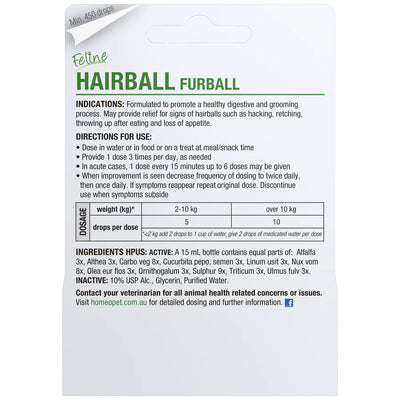 HomeoPet Feline Furball Cat Drops 15ml