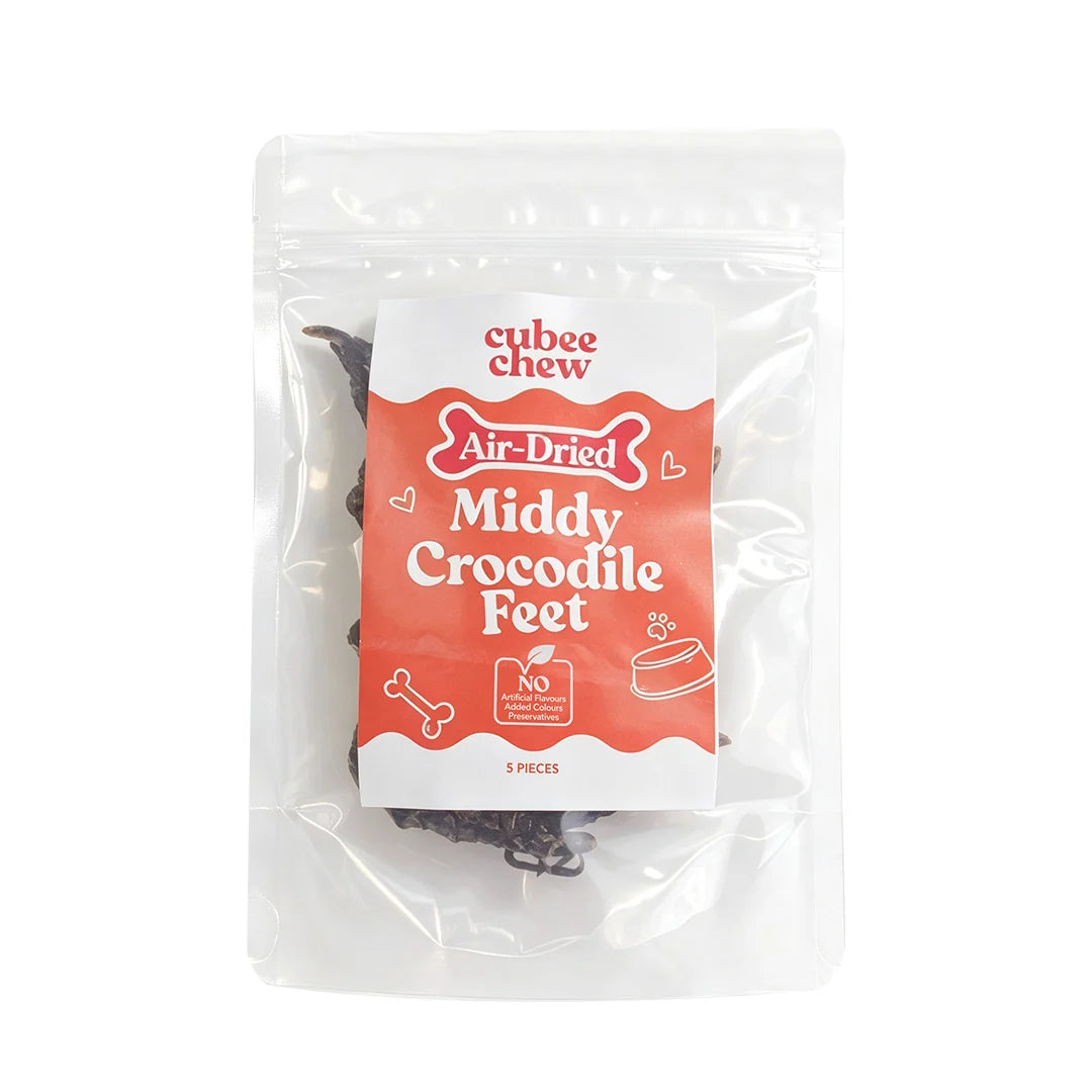 Cubee Chew Dog Treats Air-Dried Middy Crocodile Feet 5pcs