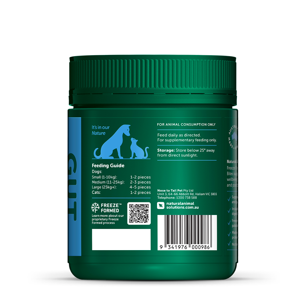 NAS Natural Animal Solutions - Freeze Formed ™ Gut Health Bites For Dogs and Cats