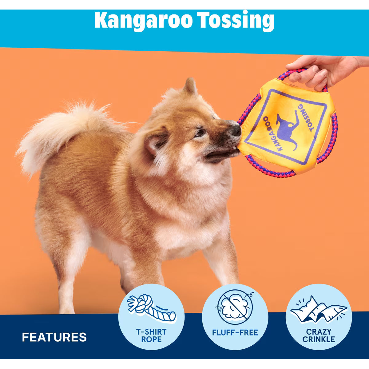 BARK Australian Outbark Collection Kangaroo Tossing Tough Flying Disc Dog Toy