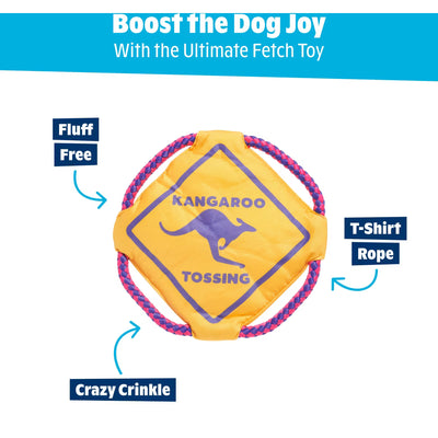 BARK Australian Outbark Collection Kangaroo Tossing Tough Flying Disc Dog Toy