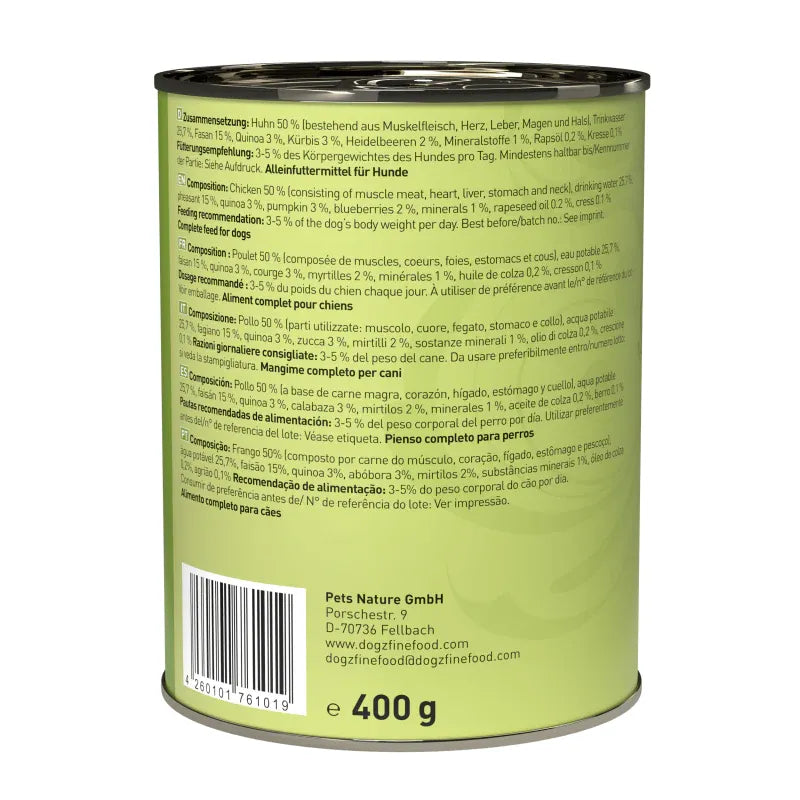 Dogz Finefood Classic Dog Wet Food No.4 Chicken & Pheasant 400g