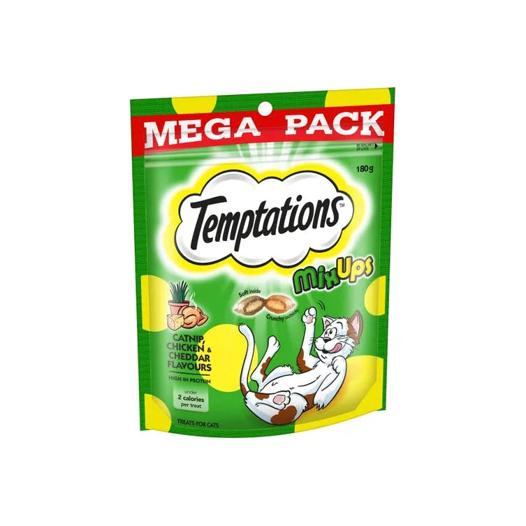 Temptations Cat Treats Mix Ups Catnip, Chicken & Cheddar 180g