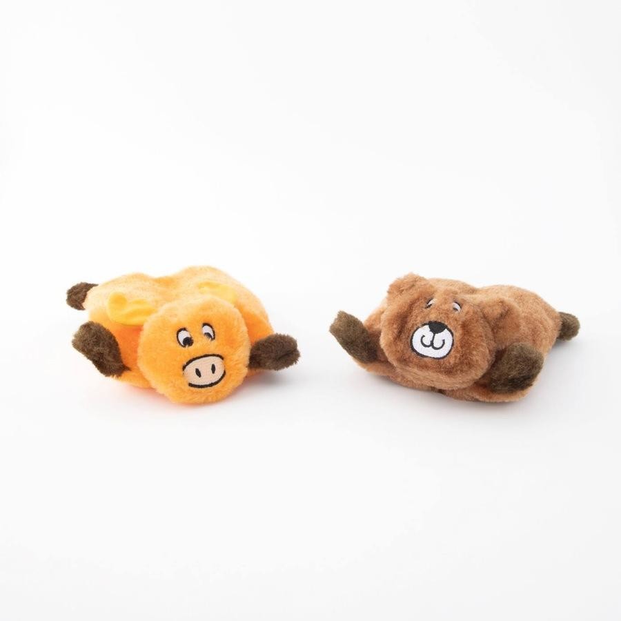 Zippypaws Toys For Dog Squeakie Pads - Bear & Moose 2Pack
