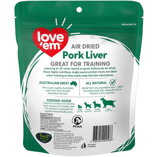 Love Em Dog Treats Pork Liver 200g
