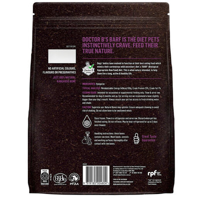 Doctor B's BARF Frozen Adult Dog Food Kangaroo Retriever Bone 4pk