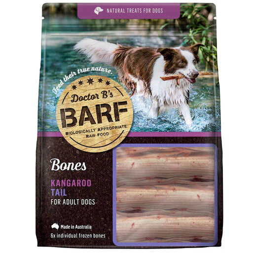 Doctor B's BARF Frozen Adult Dog Food Kangaroo Tail Bone 6pk