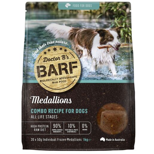 Doctor B's BARF Frozen Adult Dog Food Medallions Combo Recipe 1kg