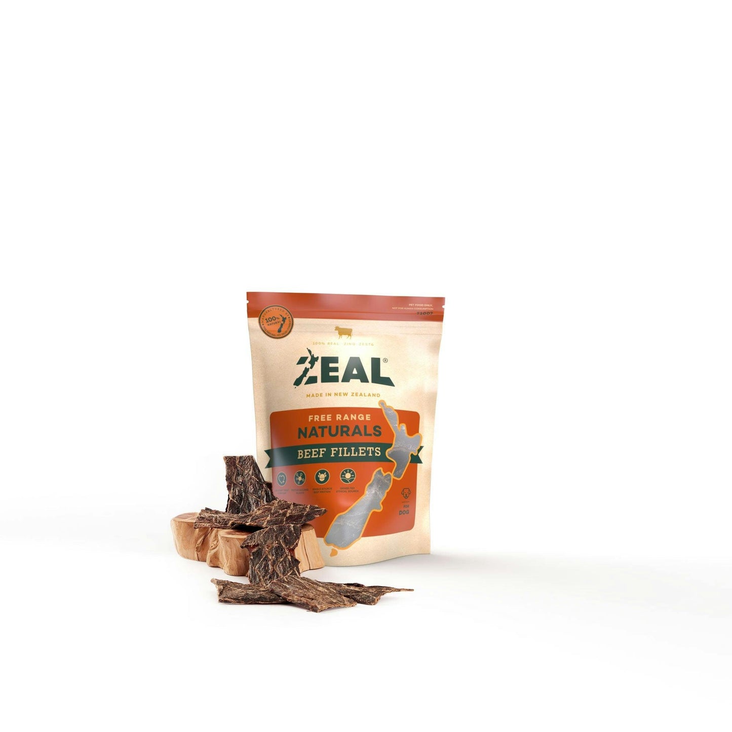 ZEAL Free-Range Dog Treats Naturals Beef Fillets 125g