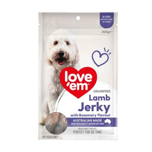 Love Em Dog Treats Lamb with Rosemary Jerky 200g