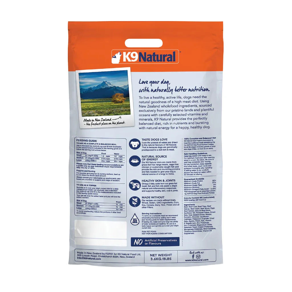 K9 Natural Beef Feast Freeze-Dried Dog Food