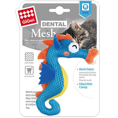 GIGWI Cat Toy - Dental Mesh With Catnip Seahorse