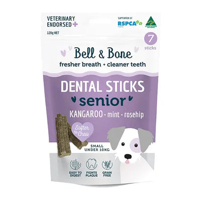 Bell and Bone Senior Dog Dental Sticks - Kangaroo, Mint and Turmeric