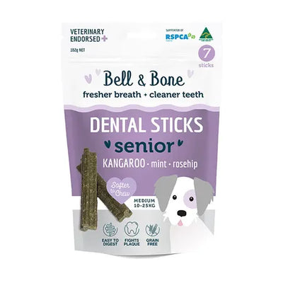 Bell and Bone Senior Dog Dental Sticks - Kangaroo, Mint and Turmeric