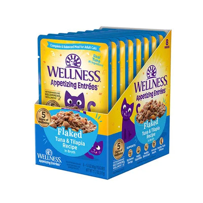 WELLNESS Core Wet Cat Food Appetizing Entrees Flaked Tuna & Tilapia in Broth 40g x 8