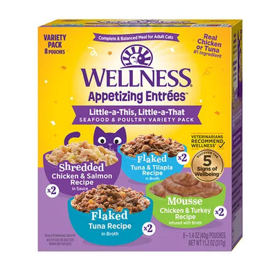 WELLNESS Core Wet Cat Food Appetizing Entrees Seafood & Poultry Variety 40g x 8