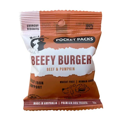 Mimi and Munch Roast Beefy Burger Pocket Pack Dog Treat x 5 Bags