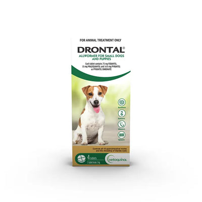 Drontal Allwormer Tablets For Small Dogs and Puppies 4 Tables