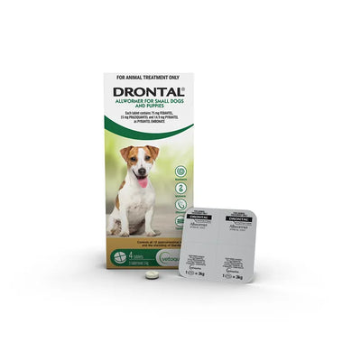 Drontal Allwormer Tablets For Small Dogs and Puppies 4 Tables
