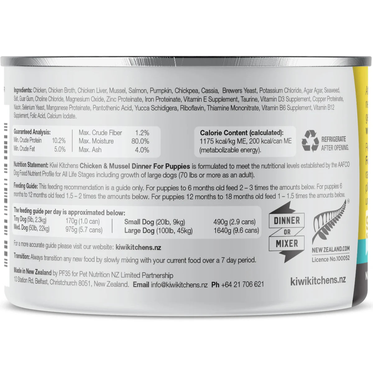 KIWI KITCHENS Puppy Wet Dog Food Chicken & Mussel Dinner