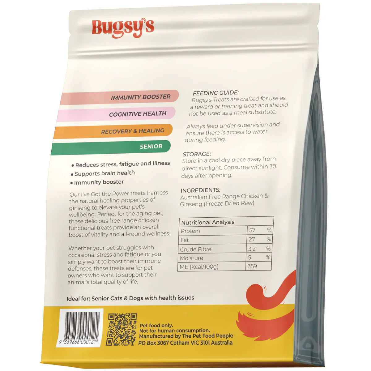 Bugsy's Freeze-Dried Pet Treat - Chicken & Ginseng 70g